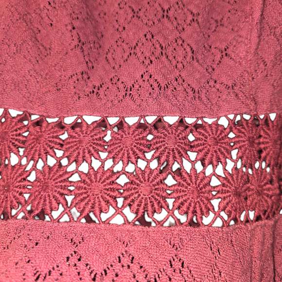 Free People Womens XS Lace Mini Dress Tibetian Red Floral Cut Out Knit Skater - Picture 4 of 15